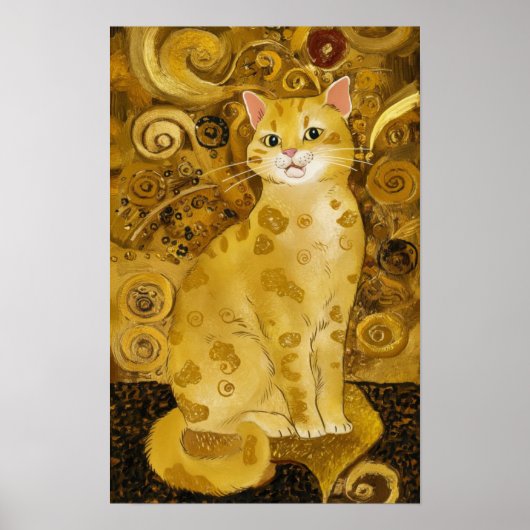 Poster Gustav Klimt or mignon chat parodie, Gustav klimt  (Devant)