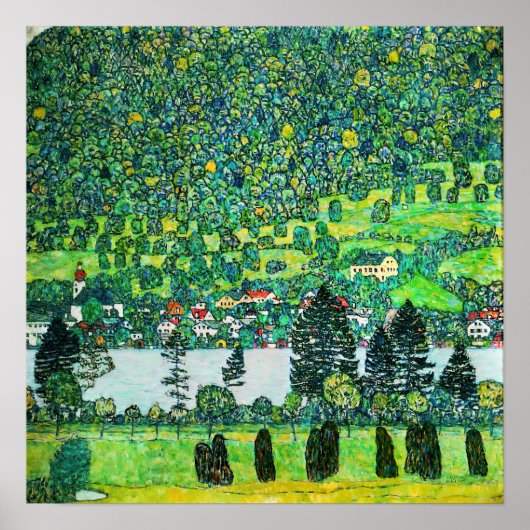 Poster Gustav Klimt - Pente de montagne à Unterach (Devant)