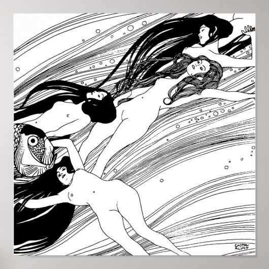 Poster Gustav Klimt - Poisson Sang Surreal Art Japonais (Devant)