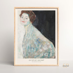 Poster Gustav Klimt Portrait d'une dame en peinture blanc