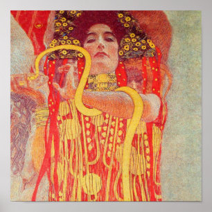 Poster Gustav Klimt Red Woman Gold Snake Painting