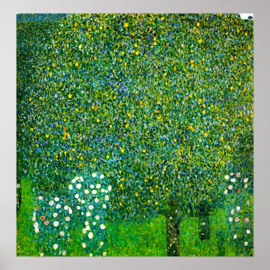 Poster Gustav Klimt Roses sous l'affiche de l'arbre à poi (Devant)
