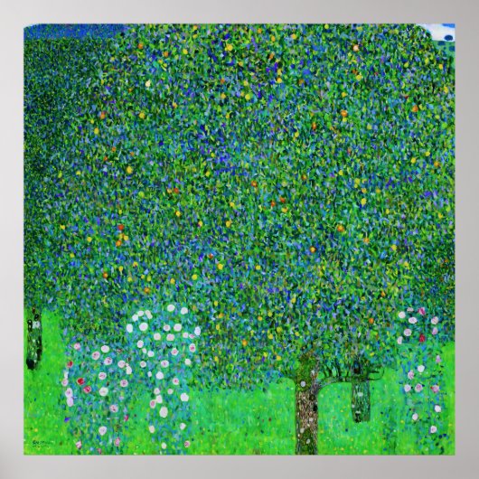 Poster Gustav Klimt - Rosiers sous les arbres (Devant)