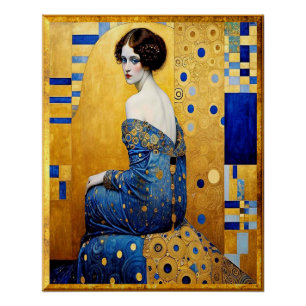 Poster Gustav Klimt Style Portrait d'une femme