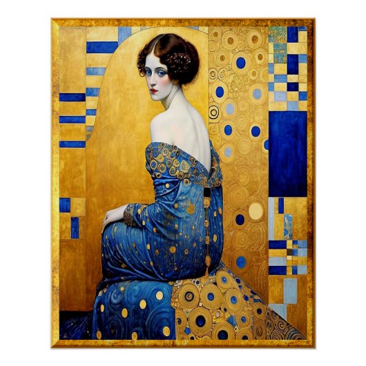 Poster Gustav Klimt Style Portrait d'une femme (Devant)