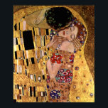 Poster Gustav Klimt : The Kiss<br><div class="desc">Une belle affiche classique représentant un couple romantique partageant un baiser,  peinte par le peintre symboliste autrichien Gustav Klimt.</div>