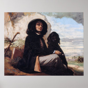 Poster Gustave Courbet - Autoportrait au chien noir