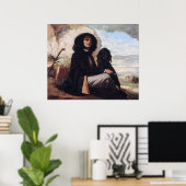 Poster Gustave Courbet - Autoportrait avec un chien noir (Bureau à domicile)
