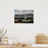 Poster Gustave Courbet - La Mer Stormy / La Vague (Cuisine)