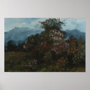Poster Gustave Courbet - Paysage avec Fleurs Massiv