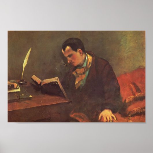 Poster Gustave Courbet - Portrait de Charles Baudelaire (Devant)