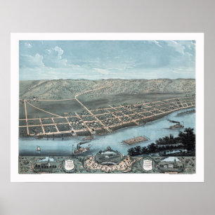 Poster Guttenburg, IA Carte panoramique - 1869