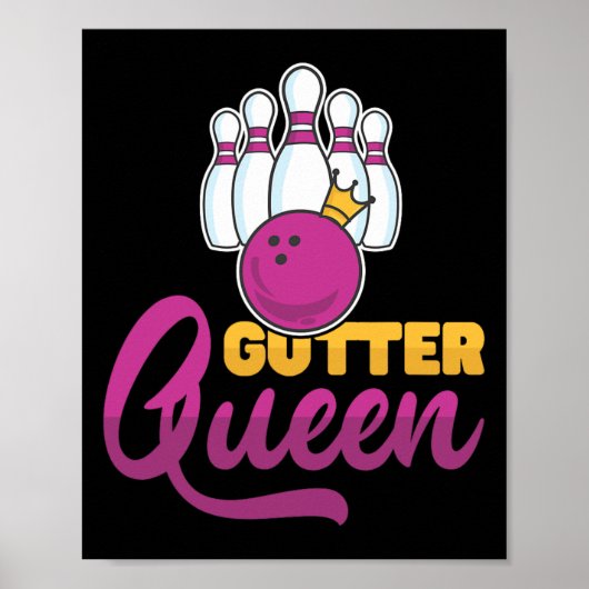 Poster Gutter Queen Bowling Pins With Bowling Ll For Bowl (Devant)
