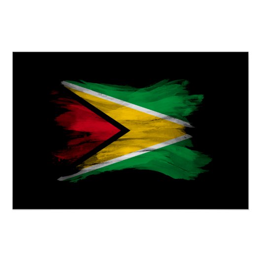 Poster Guyana flag brush stroke, national flag (Devant)