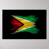Poster Guyana flag brush stroke, national flag (Devant)