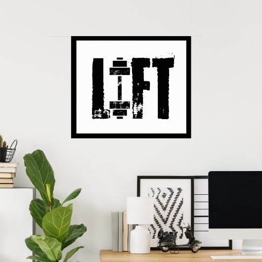 POSTER GYM ASCENSEUR BODYBUILING (Bureau à domicile)