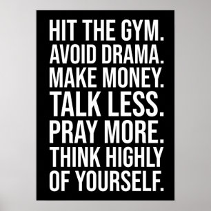 Poster Gymnase, Argent, Prière - Motivation du succès