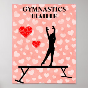 POSTER GYMNAST SUR PANNEAU DE SOLDE / COEURS