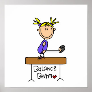 Poster Gymnaste blond pour fille sur poutre balance