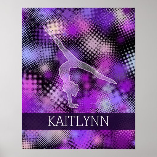 Poster Gymnaste demi-ton en violet avec monogramme (Devant)