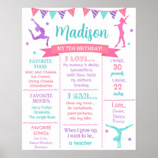 Poster Gymnaste Gymnaste Anniversaire Jalon Panneau