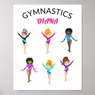 Poster Gymnastics 6 Girls Personalized Gymnast