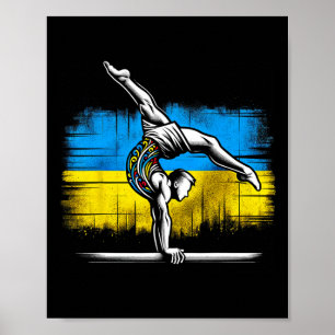 Poster Gymnastique Artistique Ukrainienne Drapeau Ukraine