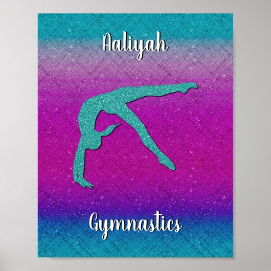 Poster Gymnastique fille Turquoise Magenta Ombre (Devant)