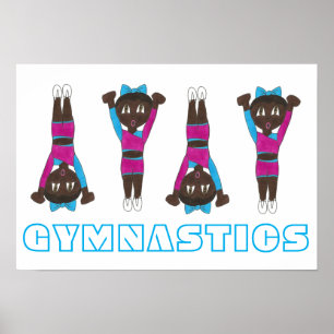 Poster Gymnastique Léotard Rose Tumbling Gymnaste Girl Ar