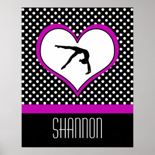 Poster Gymnastique rose Polka-Dot avec coeur