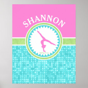 Poster Gymnastique Tri-Pastel Couleur Avec Carrelage Aqua