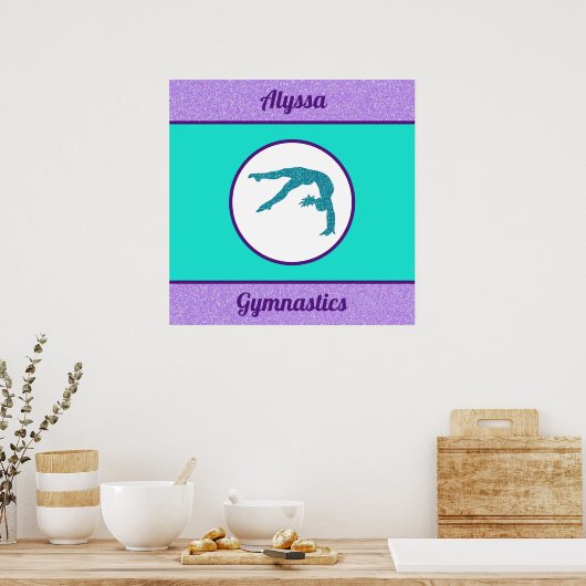 Poster gymnastique violet / Turquoise (Cuisine)
