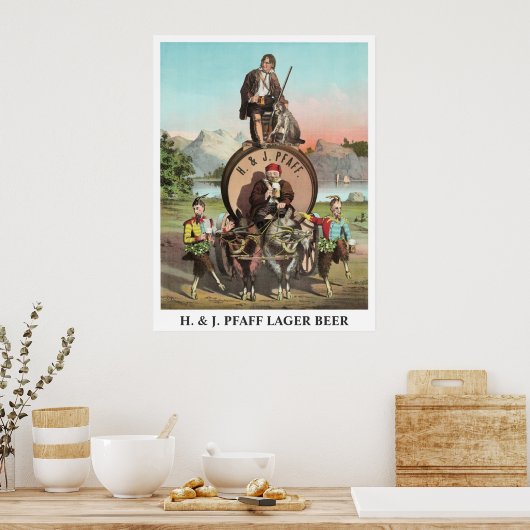 Poster H. & J. Pfaff Lager Beer titre modifiable (Cuisine)