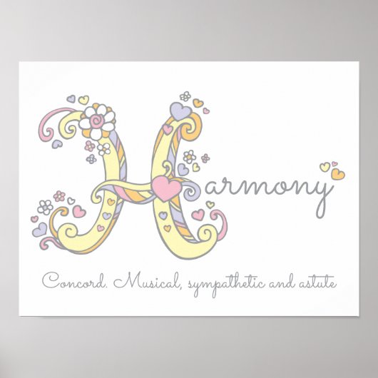 Poster H monogramme art Harmony girls nom signifiant affi (Devant)