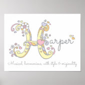Poster H monogramme art Harper filles nom signifiant affi (Devant)