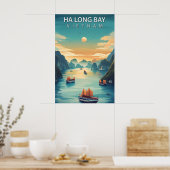 Poster Ha Long Bay Vietnam Retro Southeast Asia Coastal (Cuisine)