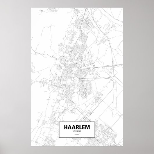 Poster Haarlem, Pays-Bas (noir sur blanc) (Devant)