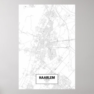 Poster Haarlem, Pays-Bas (noir sur le blanc)