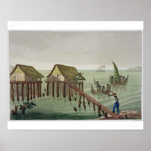 Poster Habitations de la tribu Papu, Rawak, plaque 22 pou (Devant)