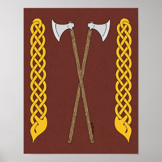 Poster Haches danoises/viking croisées avec entrelacs (Devant)
