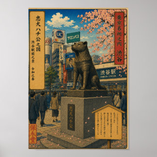 Poster Hachikō Beneath the Cherry Blossoms