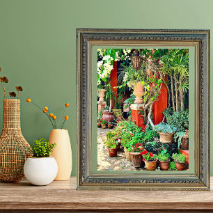Poster Hacienda tropicale Fleurs Jardin mexicain