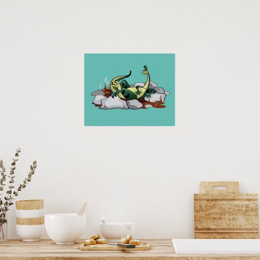Poster Hadrosaurus Se Détendre Dans Un Jacuzzi. (Cuisine)
