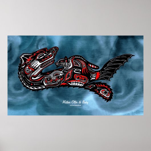 Poster "HAIDA SPIRIT" Mother Otter & Baby Haida Art Impri (Devant)