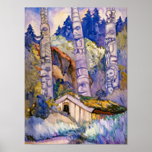 Poster Haida Totems, Cha-atl, Queen Charlotte Island