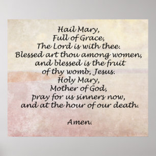 Poster Hail Mary Prayer Religious Quotes Words