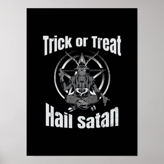 Poster Hail Satan Pentagram Goat Halloween (Devant)