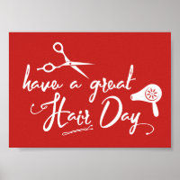 Hair Salon Have A Great Hair Day Modern Red
