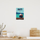 Poster Haïti délicieuse boisson de coco carte postale (Cuisine)