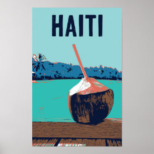 Poster Haïti délicieuse boisson de coco carte postale